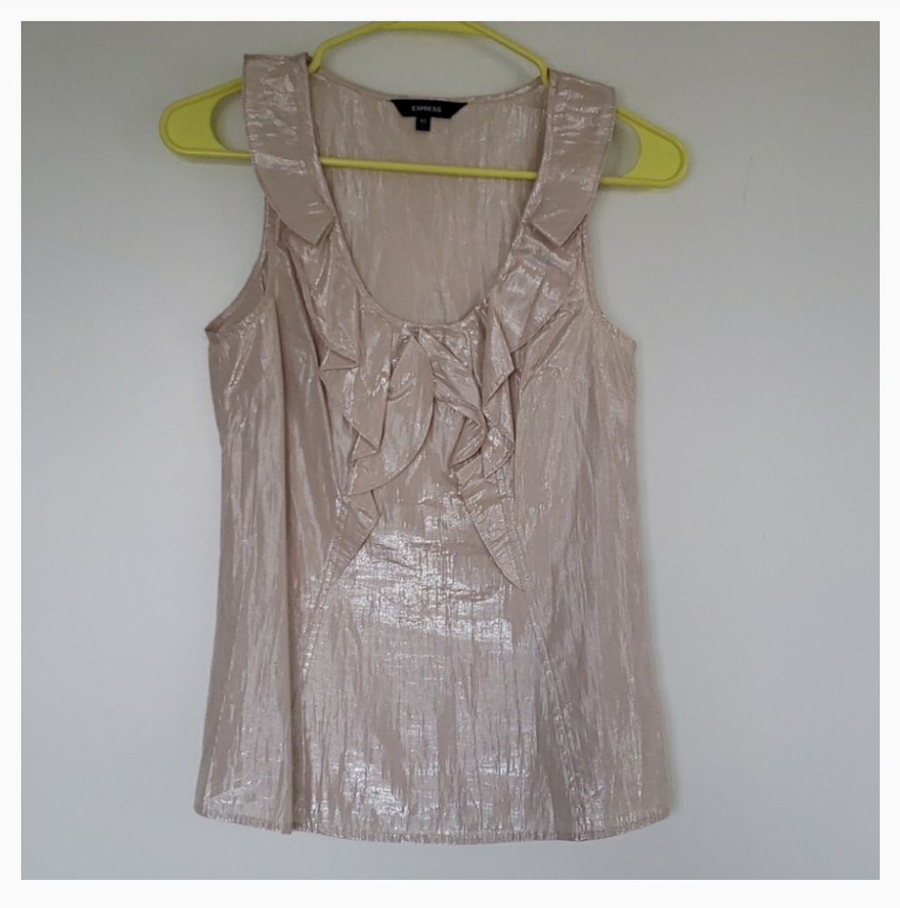 Express Pink Shimmer Ruffle Top